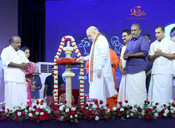 KOCHI, JUNE 4 (UNI):-  Union Minister for Home Affairs and Cooperation,  Amit Shah lighting the lamp at the Silver Jubilee celebrations of Amrita Hospital at Kochi, in Kerala on Sunday.UNI PHOTO-100U