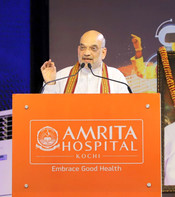 KOCHI, JUNE 4 (UNI):- Union Minister for Home Affairs and Cooperation, Amit Shah addressing at the Silver Jubilee celebrations of Amrita Hospital at Kochi, in Kerala on Sunday.UNI PHOTO-105U KOCHI, JUNE 4 (UNI):- Union Minister for Home Affairs and Cooperation, Amit Shah addressing at the Silver Jubilee celebrations of Amrita Hospital at Kochi, in Kerala on Sunday.UNI PHOTO-105U