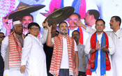 GUWAHATI, JULY 16 (UNI) :- Congress President Mallikarjun Kharge With Leader of Opposition Rahul Gandhi And others during party Workers Meeting at Chaygaon,Guwahati on Wednesday. UNI PHOTO - 111U GUWAHATI, JULY 16 (UNI) :- Congress President Mallikarjun Kharge With Leader of Opposition Rahul Gandhi And others during party Workers Meeting at Chaygaon,Guwahati on Wednesday. UNI PHOTO - 111U