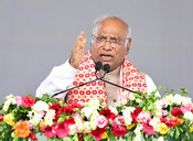 ASSAM, JULY 16 (UNI) :- Congress President Mallikarjun Kharge addressing a Party Workers meeting at Chaygaon, Guwahati on Wednesday. UNI PHOTO - 116U ASSAM, JULY 16 (UNI) :- Congress President Mallikarjun Kharge addressing a Party Workers meeting at Chaygaon, Guwahati on Wednesday. UNI PHOTO - 116U