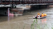 DELHI, AUG 08 (UNI):- A danger mark sign stands beneath the Old Yamuna Bridge as the Yamuna river’s water level rises near to 205 metres. Authorities remain on high alert amid escalating flood risks at Yamuna river in Delhi on Friday. UNI PHOTO- RITIK SHARMA 6U DELHI, AUG 08 (UNI):- A danger mark sign stands beneath the Old Yamuna Bridge as the Yamuna river’s water level rises near to 205 metres. Authorities remain on high alert amid escalating flood risks at Yamuna river in Delhi on Friday. UNI PHOTO- RITIK SHARMA 6U