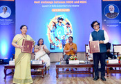 NEW DELHI, 15 JUL (UNI):- Minister of State (Independent Charge) for Skill Development and Entrepreneurship and Education, Jayant Chaudhary witnessing the MoU exchange between MSDE and NSDE at the celebration of the 11th Anniversary of the Skill India Mission on the occasion of World Youth Skills Day 2026, in New Delhi on Wednesday. UNI PHOTO-80U